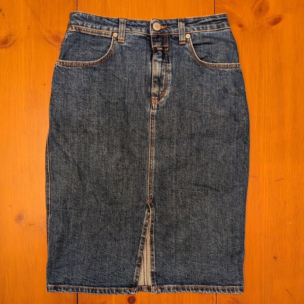 Closed Emmett Denim High Waist Pencil Skirt in Dark Blue Jean‎ Women's 27 Boho